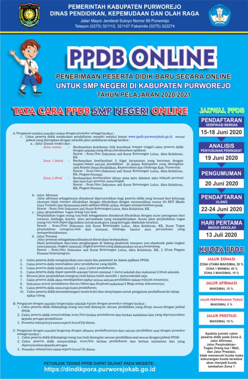 INFO PPDB ONLINE SMP KABUPATEN PURWORWJO